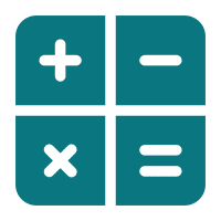 02 Calculator icon with basic arithmetic symbols.