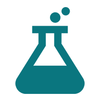 03 Laboratory flask icon with two bubbles.