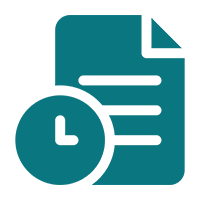 06 Document with clock icon on black background.