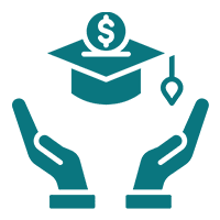 about05 Hands holding graduation cap and dollar sign.